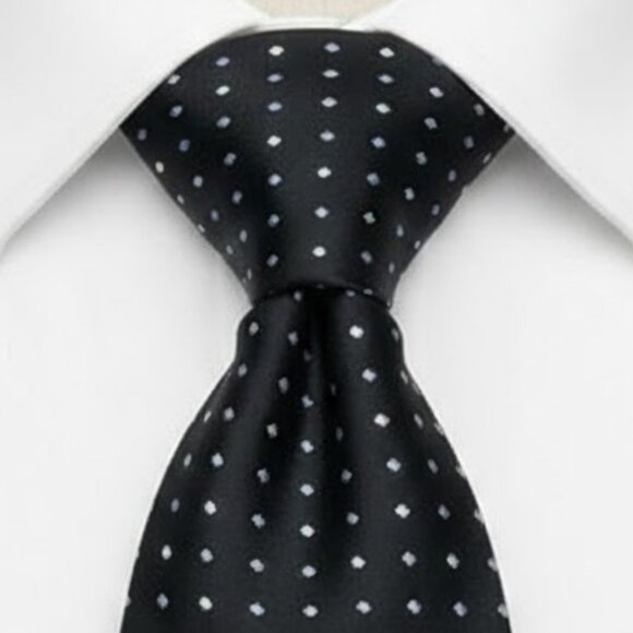 Calvin Klein Silk Tie Black Blue Polka Dot Geometric Business Formal Dress - Picture 2 of 8